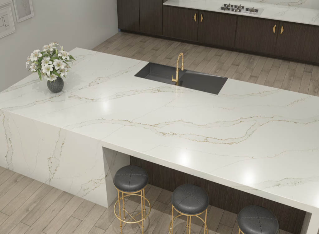 alacatta Aurora Quartz, By Daltile Quartz, Available at Royal Kitchen and Bathroom.